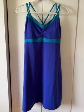 Prana Athletic Dress 90s inspired teal blue activewear built in bra size L